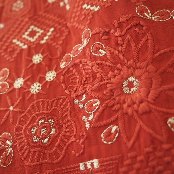 Anthropologie Akemi + Kin Arcana Rust Embroidered Top sz S - Picture 6 of 8